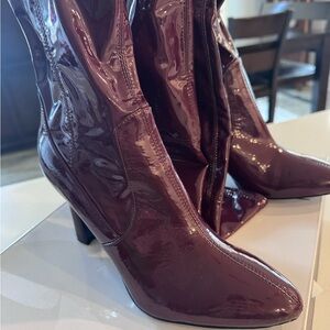 Nine West Burgundy Patent Leather Over the Knee Boots. NIB Size 9.5